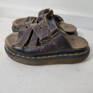 Dr. Martens Women's Brown Strappy Platform Slip on Slide Chunky Sandals Size 6